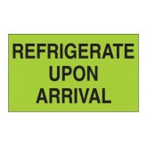 3" x 5" Fluorescent Green "Refrigerate Upon Arrival" Labels