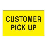 3" x 5" Fluorescent Yellow "Customer Pick Up" Labels