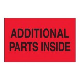 3" x 5" Fluorescent Red "Additional Parts Inside" Labels