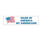 2" x 8" Red White Blue "Made in America by Americans" Labels