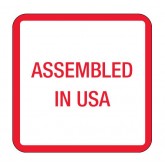 1" x 1" Red White "Assembled in U.S.A." Labels