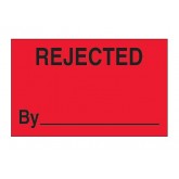 1.25" x 2" Fluorescent Red "Rejected By" Labels