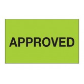3" x 5" Fluorescent Green "Approved" Labels
