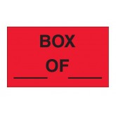 3" x 5" Fluorescent Red "Box ___ of ___" Labels