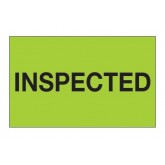 1.25" x 2" Fluorescent Green "Inspected" Labels