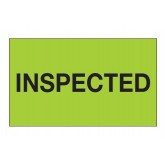 3" x 5" Fluorescent Green "Inspected" Labels