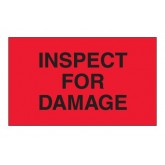 3" x 5" Fluorescent Red "Inspect For Damage" Labels