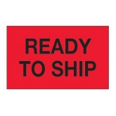 1.25" x 2" Fluorescent Red "Ready To Ship" Labels