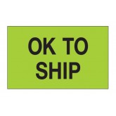 1.25" x 2" Fluorescent Green "OK To Ship" Labels