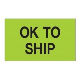 3" x 5" Fluorescent Green "OK To Ship" Labels