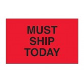 1.25" x 2" Fluorescent Red "Must Ship Today" Labels