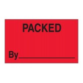 3" x 5" Fluorescent Red "Packed By" Labels