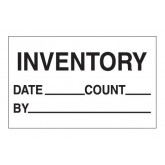 1.25" x 2" White with Black "Inventory - Date - Count - By" Labels
