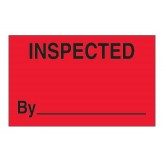 1.25" x 2" Fluorescent Red "Inspected" Labels