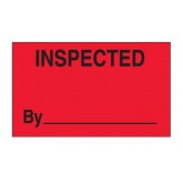 3" x 5" Fluorescent Red "Inspected By" Labels
