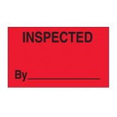 3" x 5" Fluorescent Red "Inspected By" Labels