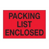2" x 3" Fluorescent Red "Packing List Enclosed" Labels