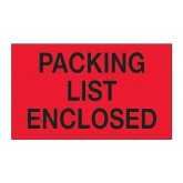 3" x 5" Fluorescent Red "Packing List Enclosed" Labels