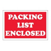2" x 3" Red with White "Packing List Enclosed" Labels