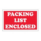 3" x 5" Red with White "Packing List Enclosed" Labels