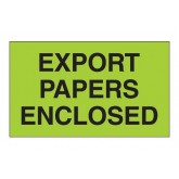 3" x 5" Fluorescent Green "Export Papers Enclosed" Labels