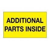 3" x 5" Fluorescent Yellow "Additional Parts Inside" Labels