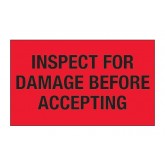 3" x 5" Fluorescent Red "Inspect For Damage Before Accepting" Labels