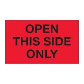 3" x 5" Fluorescent Red "Open This Side Only" Labels