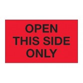 3" x 5" Fluorescent Red "Open This Side Only" Labels