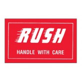 3" x 5" Red with White "Rush - Handle With Care" Labels