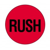 2" Circle Fluorescent Red "Rush" Labels