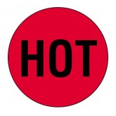 2" Circle Fluorescent Red "Hot" Labels