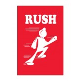 2" x 3" Red with White "Rush" Labels