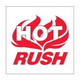4" x 4" White with Red "Hot Rush" Labels