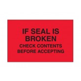 3" x 5" Fluorescent Red "Check Contents Before Accepting" Labels