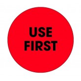 2" Circle Fluorescent Red "Use First" Labels
