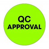 1" Circle Fluorescent Green "QC Approval" Labels