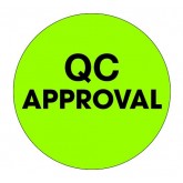 2" Circle Fluorescent Green "QC Approval" Labels