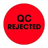 2" Circle Fluorescent Red "QC Accepted" Labels