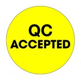 2" Circle Fluorescent Yellow "QC Accepted" Labels