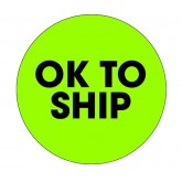 2" Circle Fluorescent Green "Ok To Ship" Labels