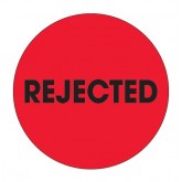 2" Circle Fluorescent Red "Rejected" Labels