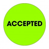 2" Circle Fluorescent Green "Accepted" Labels