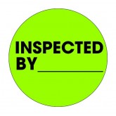 1" Circle Fluorescent Green "Inspected By" Labels