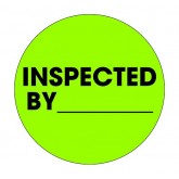 2" Circle Fluorescent Green "Inspected By" Labels