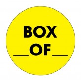 2" Circle Fluorescent Yellow "Box ___ Of ___" Labels