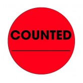 2" Circle Fluorescent Red "Counted ___" Labels