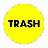 2" Circle Fluorescent Yellow "Trash" Labels