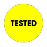 2" Circle Fluorescent Yellow "Tested" Labels