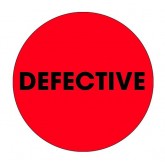 2" Circle Fluorescent Red "Defective" Labels